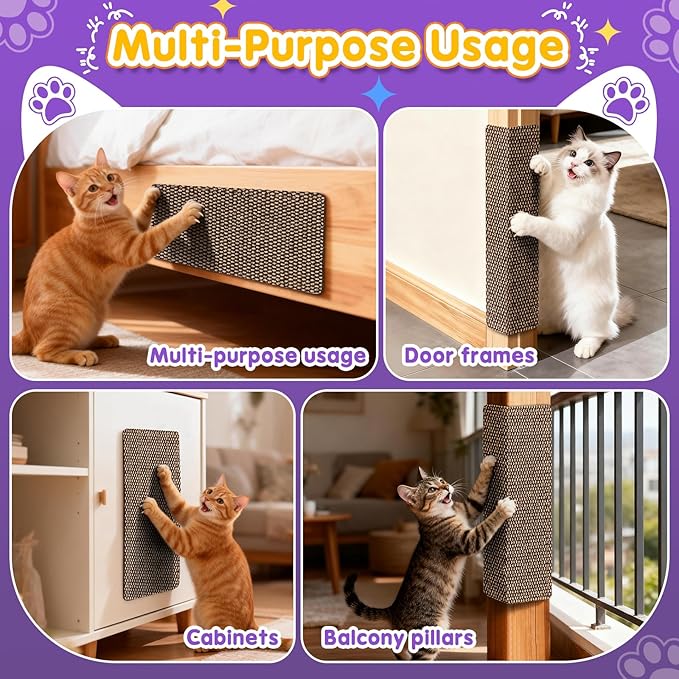 Wall Cat Scratcher for Indoor Cats,19.6x7.8”Corner Cat Scratcher,Cat Scratch Pad Furniture Protector for Door & Wall,Couch, Durable Cat Scratching Board Easy Mount(Deep Brown, 19.6”x7.8”)