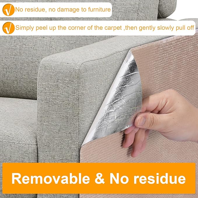 Cat Scratching Mat, Self-Adhesive Cat Scratch Furniture Protector, Trimmable DIY Cat Wall Climbing Carpet, Cat Couch Protector, Cat Scratching Pad Replacement (Khaki, 39.4"x15.8")