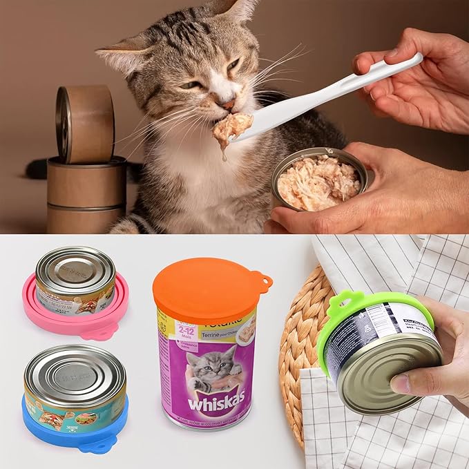 Lydia's Deal 3 Pack Pet Food Can Covers, Universal Silicone Can Lids for Dog & Cat Food, Fits Most Standard Size Food Cans, BPA Free & Dishwasher Safe (Green+Orange+Blue)