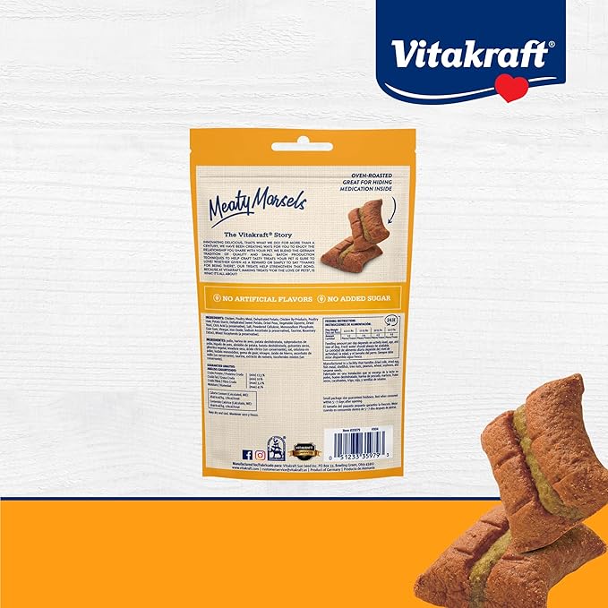 Vitakraft Meaty Morsels Dog Treat, Chicken Recipe with Sweet Potato, Value-Pack, 4 Count