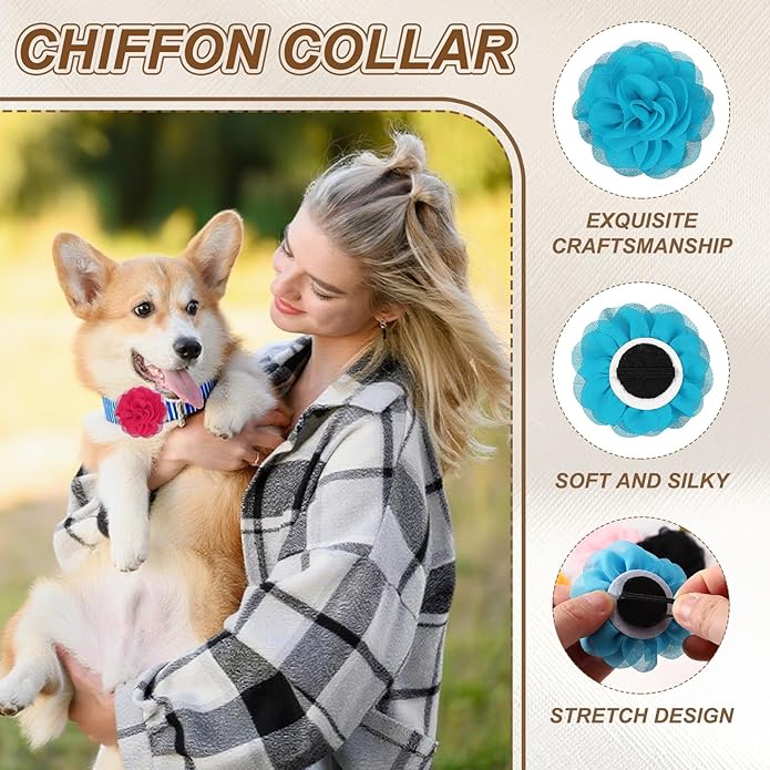 Dog Collar Flowers, Pet Flower Charms Soft Chiffon Cat Collar Bow Tie Floral Grooming Supplies, Intended for Dog