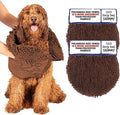 Dog Gone Smart The Dirty Dog Shammy - 2-Pack, Fast Drying Plush Shammy Towel with Dual Hand Pockets and Elastic - Super Absorbent Microfiber and Machine Washable - 31 × 13 in, Brown