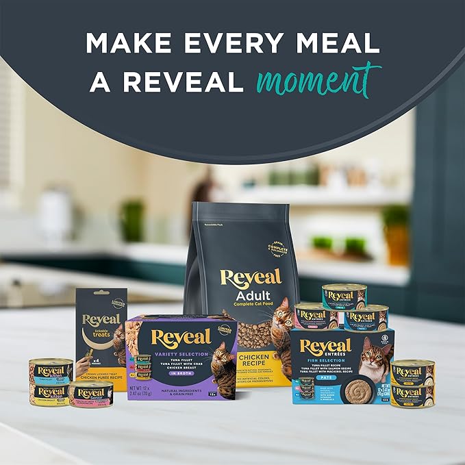 Reveal Natural Wet Canned Cat Food, Limited and Natural Ingredients, Grain Free, High Protein with No Artificial Additives, Chicken Breast with Duck in Broth (24 x 2.47 oz Cans)