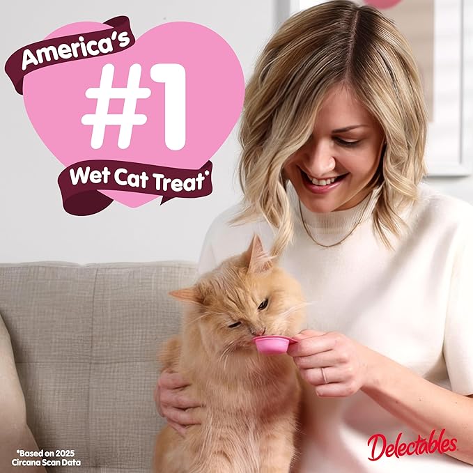 Delectables Lickable Spoon Handheld Wet Cat Treats Made with Real Chicken & Salmon, Quick & Easy Creamy Puree, Mess Free, Grain-Free, No Added Fillers, No by-Products, Variety Pack, 20ct