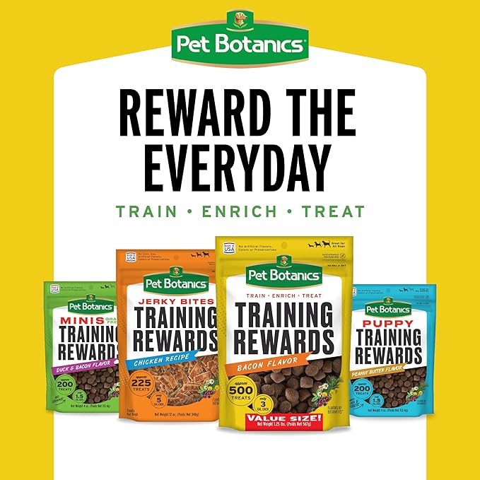 Pet Botanics 10 oz. Pouch Training Rewards Mini Soft & Chewy, Bacon Flavor, with 500 Treats Per Bag, The Choice of Top Trainers