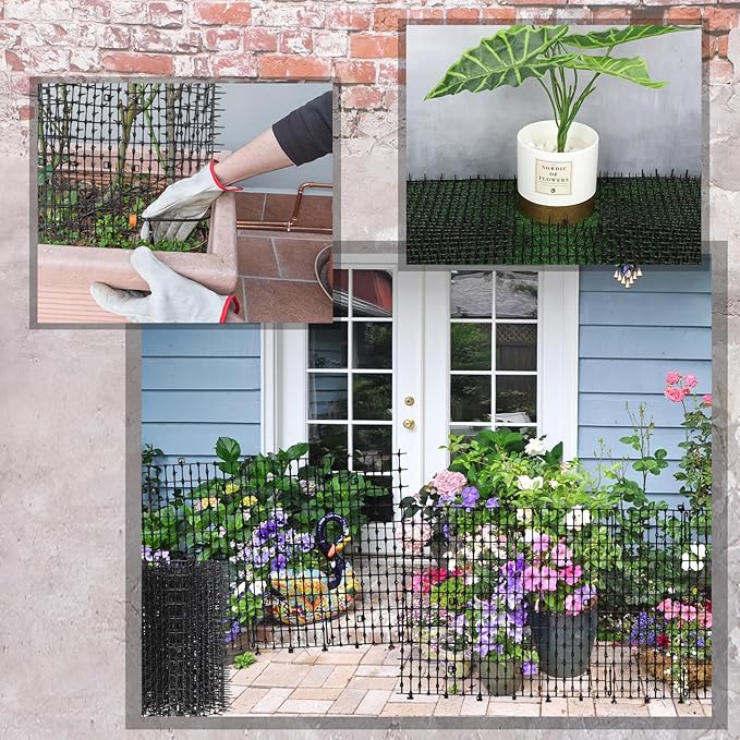 Abbylike 3 Pack 6.5 ft Cat Repellent Mat with Spikes Outdoor 78x11'' Cat Repellent Outdoor Deterrent Indoor Prickle Spike Strips for Animals for Keep Pet Off Couch Furniture Garden Fence