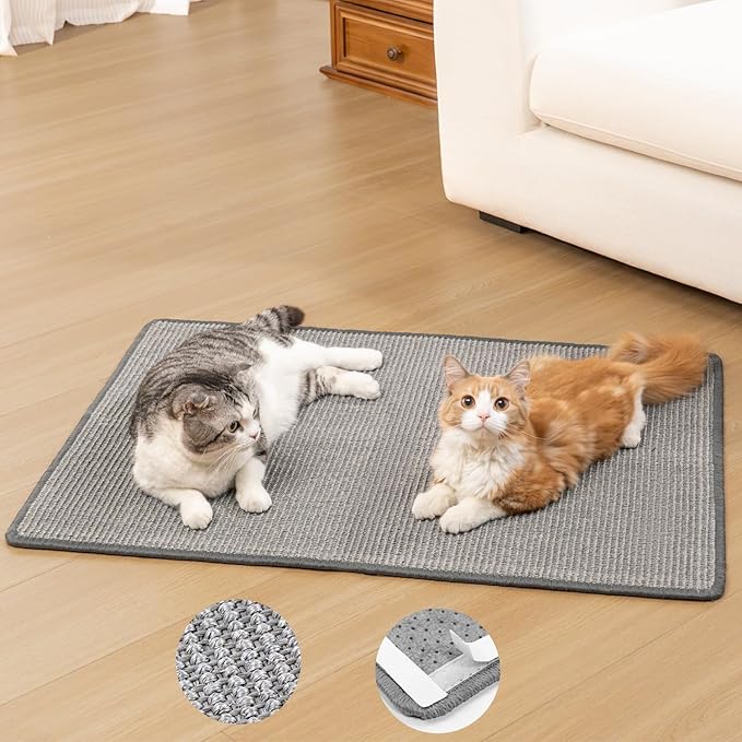 Conlun Extra Large Cat Scratcher Mat (27.5" x 35.4"), Natural Sisal Cat Scratching Pad for Indoor Cats, Mess-Free Cat Scratch Rug & Cardboard Alternative, Couch & Furniture Protector