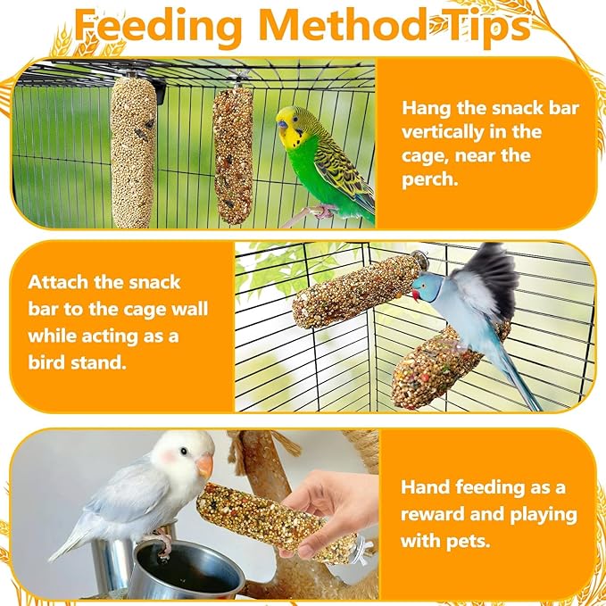 3PCS Parakeet Treat,Natural Parrots Treat Sticks,Vegetable & Grain Style Crunch Sticks,Bird Treats for Cockatiel Budgies Lovebirds Canary Conure Finches
