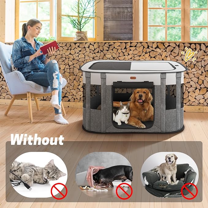 Foldable Pet Playpen - Cat & Puppy Playpen, Travel Dog Crate with Carrying Case, Cat Tent Dog Pen for Outdoor Camping Use