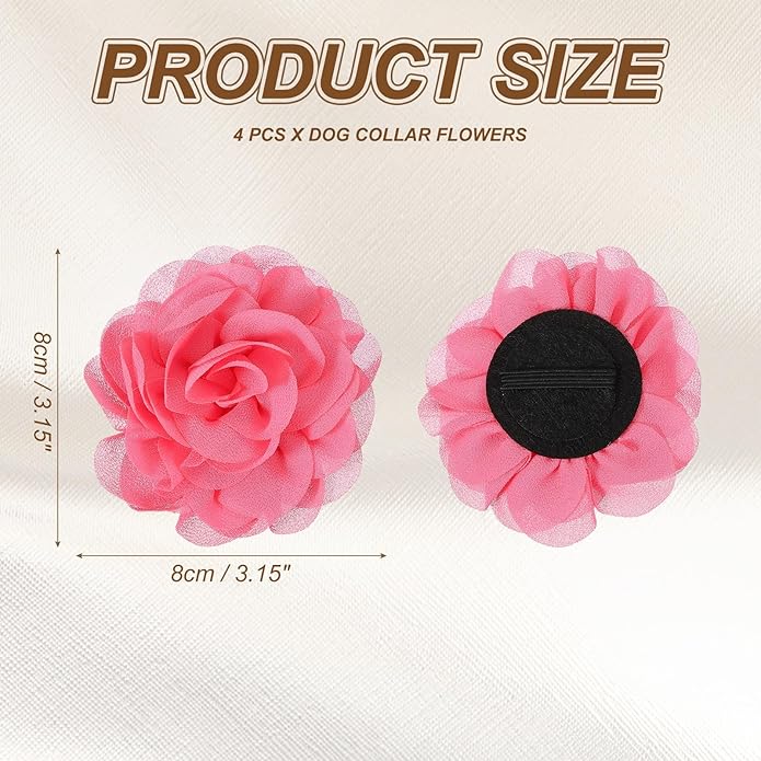 Dog Collar Flowers, Pet Flower Charms Soft Chiffon Cat Collar Bow Tie Floral Grooming Supplies, Intended for Dog