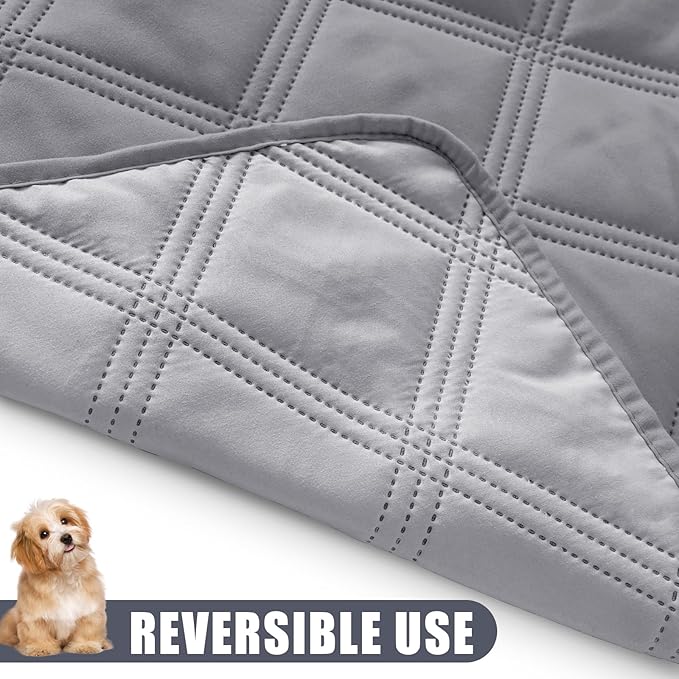 Smiry Waterproof Dog Bed Cover Blanket 40x80, Soft Reversible Pet Blanket, Washable Leakproof Cats Dogs Couch Cover for Sofa, Couch, Furniture, Grey/Light Grey