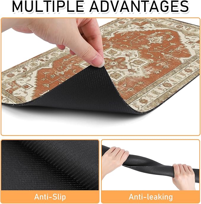 Dog Food Bowl Mat - Absorbent Quick Dry Dog Feeding Mats for Food and Water, Anti Slip Cat Bowl Placemat for Floors, Diatomite Pet Dish Matts Accessories Supplies, Bohemia Style, 12 * 20in