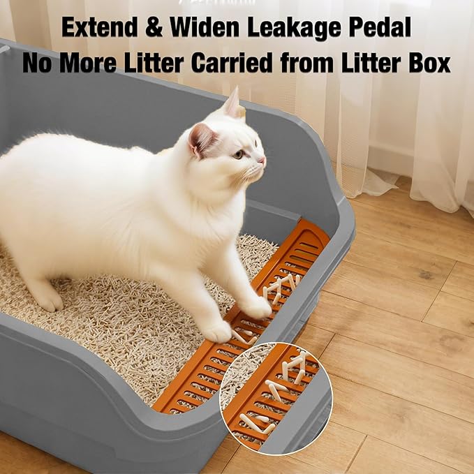 Gefryco Senior Cat Litter Box Low Entry Extra Large Litter Box for Indoor Cats Corner Low Cat Pan