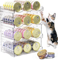 Cat Food Can Organizer, 4-Tier Cat Food Organizer, Transparent Can Organizer for Pantry, Canned Food Organizer Holds 60 (3oz) Cans, Pantry Can Organize (4-Tier)