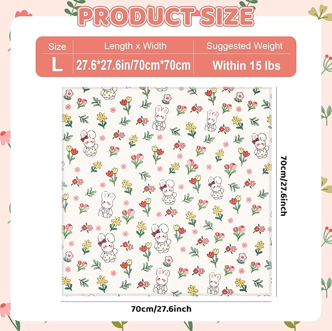 27.6" Cat Grooming Wrap for Cutting Nails, Rabbit Pattern Self-Adherent Fabric Wrap for Cats, Anti-Scratch Anti-Escape Multifunctional Cat Swaddle Tool for Teeth Brushing, Ear Cleaning