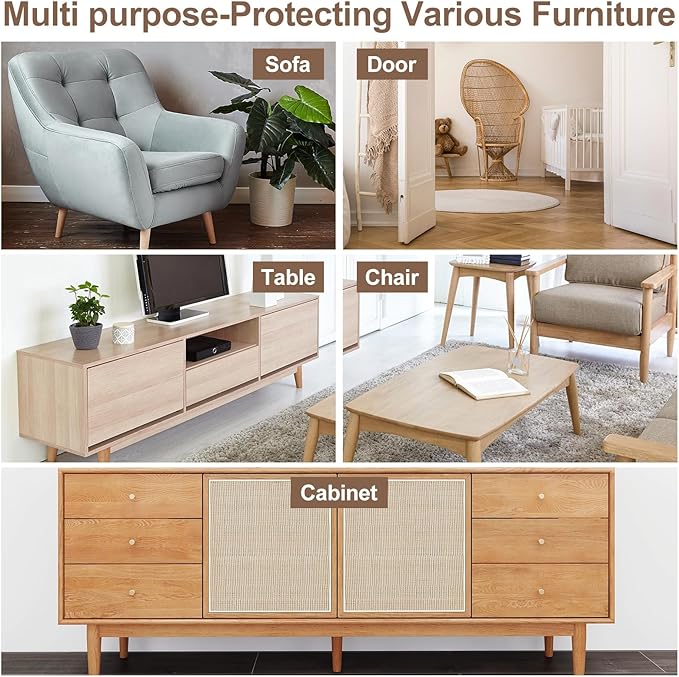 uxcell Anti Scratch Furniture Protector, 4 Sheets 17" x 6" Single-Sided Sticky Couch Protector from Cat Claws, Clear Protectors from Cats Scratching for Sofa Corners, Walls, Doors