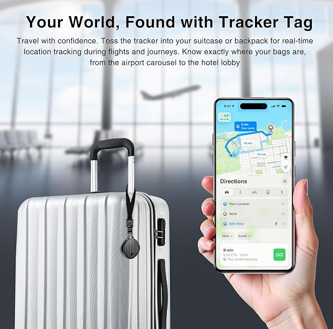 Air Tracker Tags, Bluetooth Tracker Works with Apple Find My, Loud 100dB, IP67 Waterproof, Keys Finder and Item Locator Smart Tag for Luggage, Backpack, Suitcases