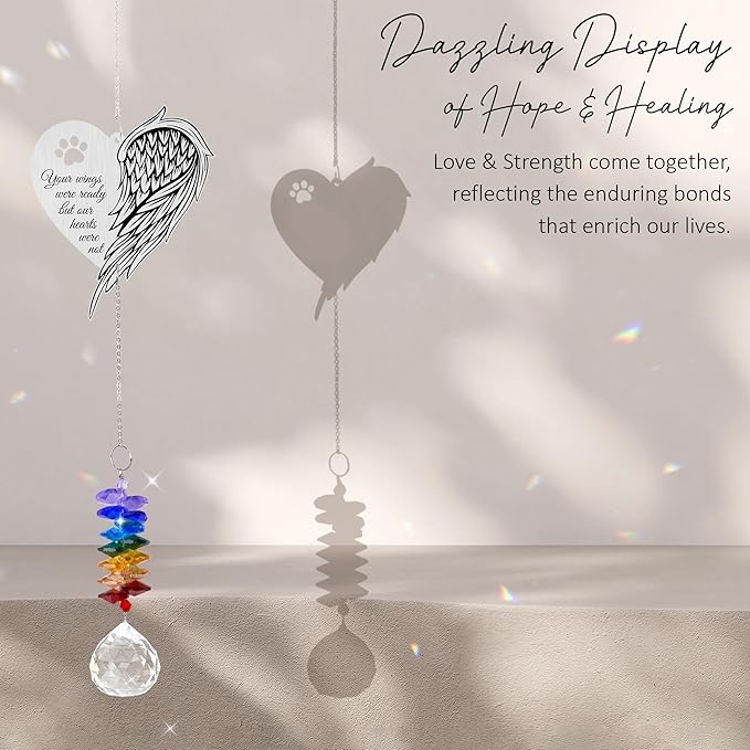 Aluminum Ornament Suncatcher - Memorial Wing Ornament - Sympathy Gift for Loss of Pet - Grieving Keepsake for Women, Men - Bereavement Gifts for Dog Lovers - Window Hanging Home Decor