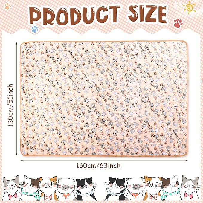 Tatuo 4 Pcs Dog Blanket for Pet Puppy Teething Toys Paw Print Fleece Blanket for Pet Cat Soft Warm Sleep Mat Guinea Pig Cage Mat(XXX-Large(51 x 63 Inch),White, Coffee, Pink, Purple)