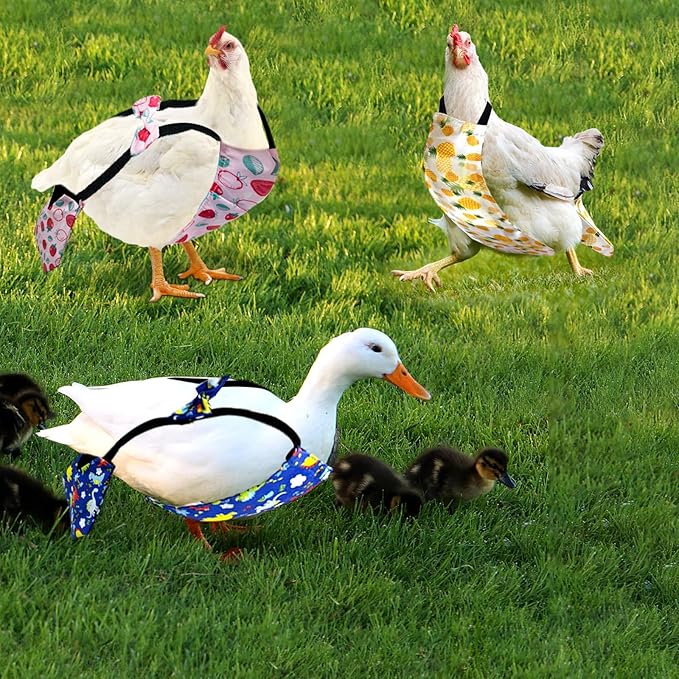 3 Pieces Chicken Diapers for Hens Pet Duck Diapers Reusable Chicken Diapers Chicken Clothes Accessories with Bow Tie for Poultry (L)