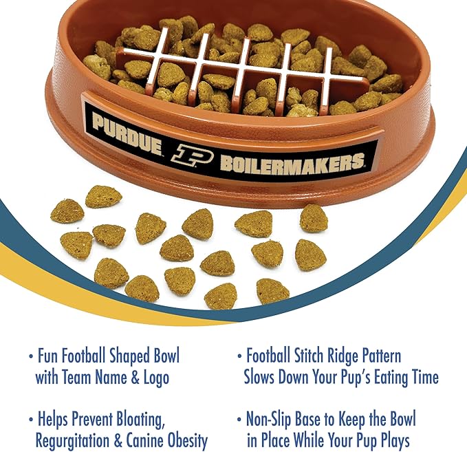 NCAA Super-Bowl - Purdue Boilermakers Slow Feeder Dog Bowl. Football Design Slow Feeding Cat Bowl for Healthy Digestion. Non-Slip Pet Bowl for Large & Small Dogs & Cats