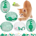 Jecery 5 Pcs Cat Spring Balls Toys Stretchable Rolling Balls Colorful Playful Coils Interactive Action Toy Caged Rats for Kitten Pet Supplies (Mouse,Green)
