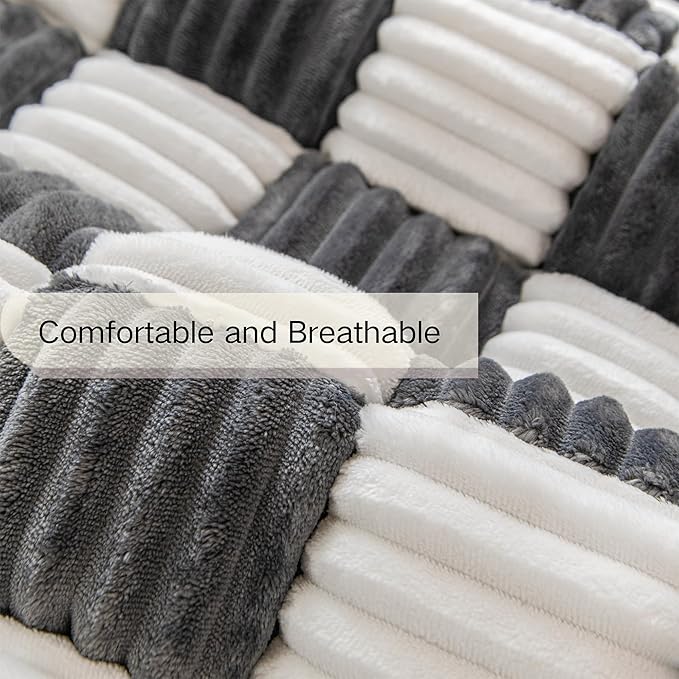 Couch Covers for Dogs and Cats, Fuzzy Dog Sofa bed with Cream Square Plaid, Plush Pet Couch Cover Bed, Thickened Quilted Furniture Protector Mat for Large Medium Pets (Dark Grey 27.56"*27.56")