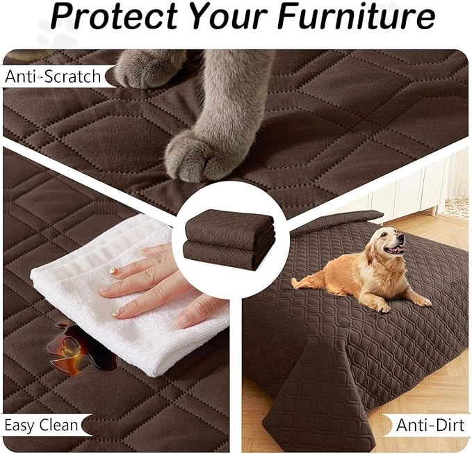 hyha Waterproof Dog Bed Blanket, Soft Pet Blankets, Waterproof Couch Cover for Dogs, Reversible Sofa Covers Washable for Furniture (40x70 Inch, Chocolate/Beige)
