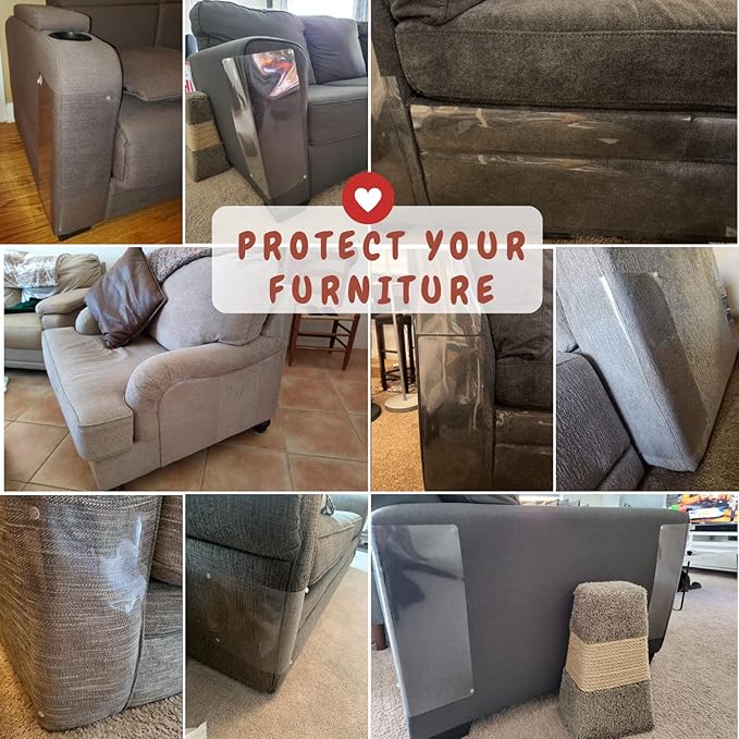 Anti Cat Scratch Furniture Protector, 8-Pack Couch Protector from Cat Claws – Heavy-Duty, Easy-to-Apply Scratching Deterrent and Shield for Sofa Corners, Walls, and Doors- with 50 Twist Pins