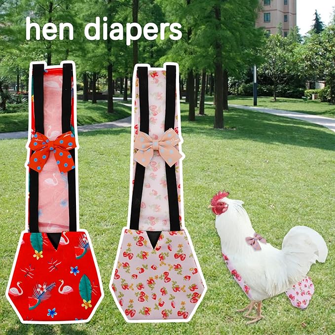 2 Pcs Chicken Diapers for Hens, Poultry Diapers Multiple-Used Pet Diapers, Washable Duck Diapers for Real Ducks（Suitable for Chickens Weighing 1.1 to 3.3 lb）