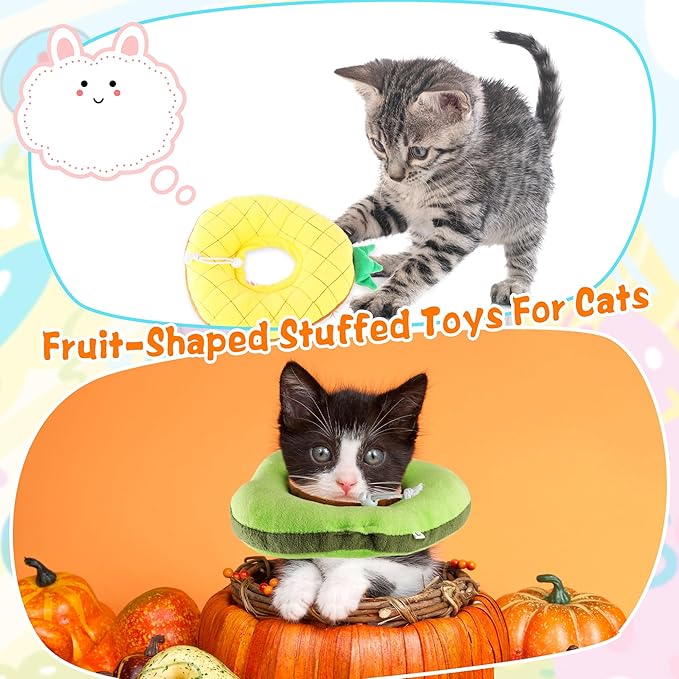 6 Pcs Cat Cone Collar Recovery Collar After Surgery Neck Protective Cone Collars Adjustable for Kitten Small Dog Cute Wound Healing to Stop Licking Fruits Shaped
