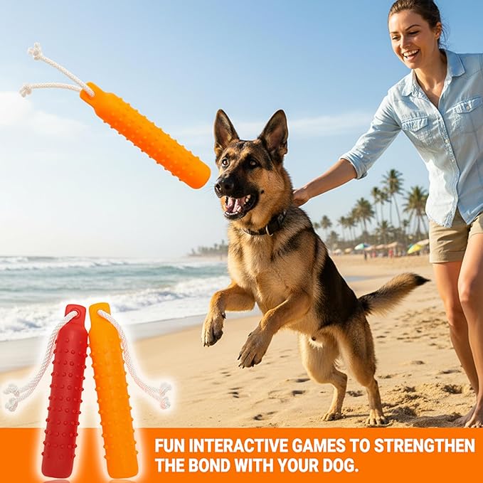 Dog Float Toy - Interactive Training Bumper & Fetching Retrieving Dog Water Toys Dummy Outdoor - Lightweight for Float on the Water Pool Fetch Rope Pet Toys for Small, Medium, Large Dogs