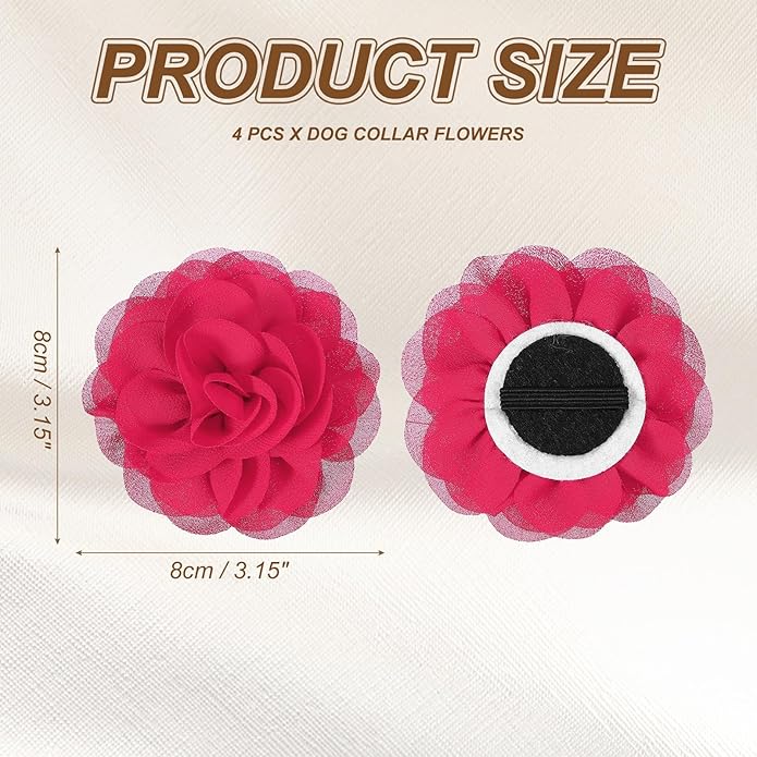 Dog Collar Flowers, Pet Flower Charms Soft Chiffon Cat Collar Bow Tie Floral Grooming Supplies, Intended for Dog