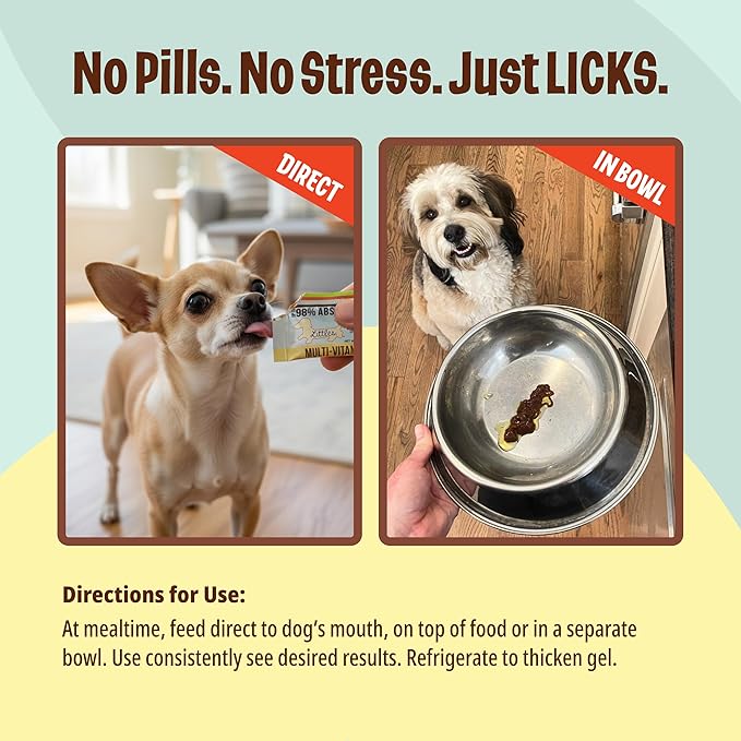 Licks Pill-Free Small Breed Dog Multivitamin - Dog Supplement with Vitamin C, D, and Calcium - Multivitamin Pet Supplies - Gel Packets - 10 Use