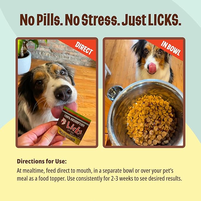 Licks Pill Free Dog Multivitamin - Dog Supplement with Vitamin C, D, and Calcium - Multivitamin Pet Supplies - Gel Packets - 30 Use