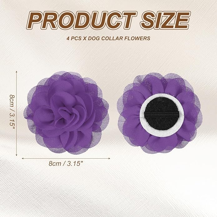 Dog Collar Flowers, Pet Flower Charms Soft Chiffon Cat Collar Bow Tie Floral Grooming Supplies, Intended for Dog