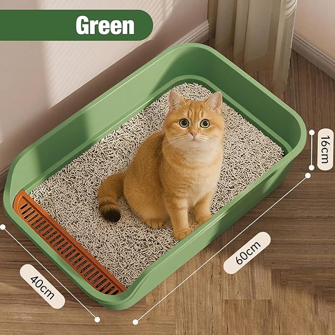 Gefryco Senior Cat Litter Box Low Entry Extra Large Litter Box for Indoor Cats Corner Low Cat Pan