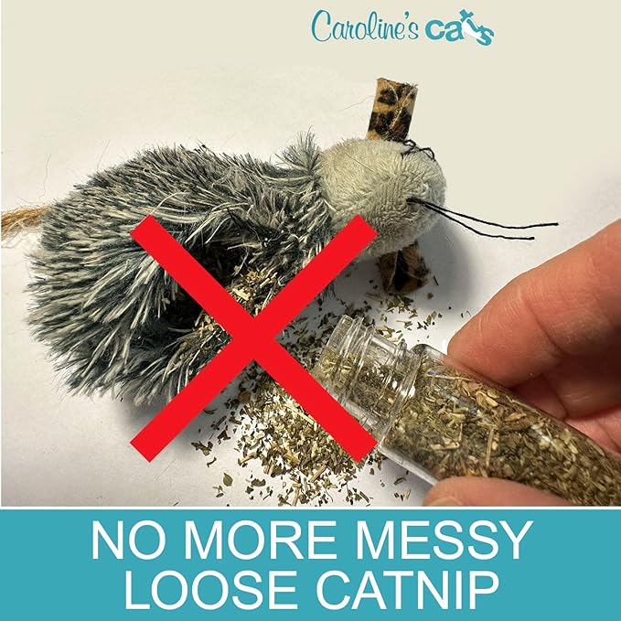Caroline's Cats Organic Catnip Packets for Cat Toys – Refill Pouches for Flapping Bird, Flopping Fish, and More, 10 Tea Bags
