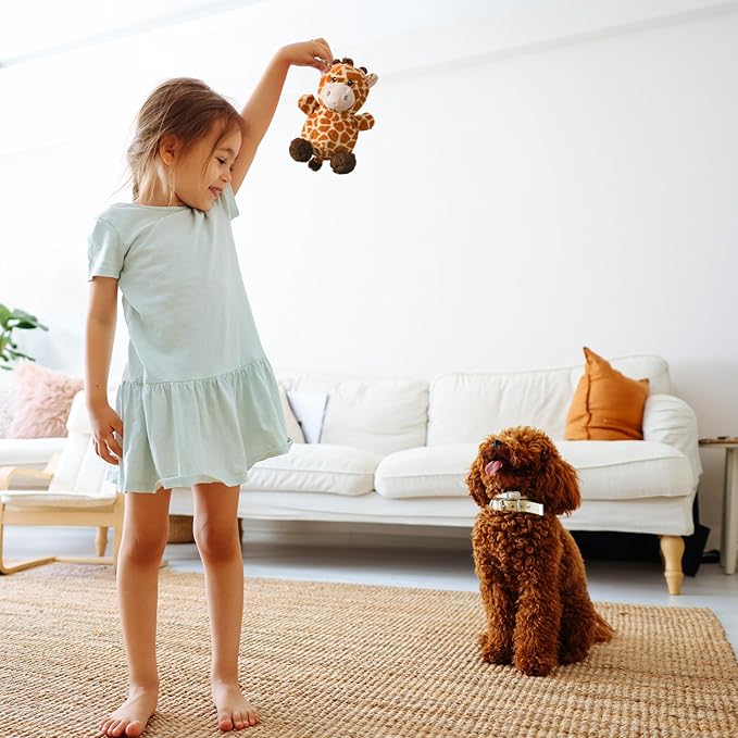 Soft Plush Giraffe Dog Toy for Small & Medium Dogs and Puppies – Dual Squeaker, Crinkle Comfort Toy for Gentle Chewers