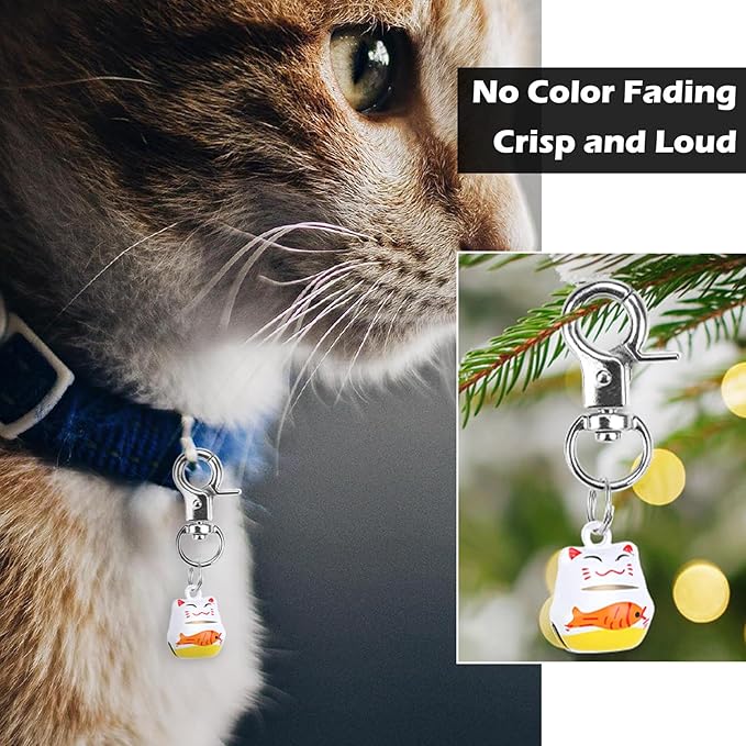 EXPAWLORER Pet Bells for Dog Cat Collar Charm - 2 Pack Cat Collar Accessories Bells Loud, Pet Jingle Ornament Training Pendant Neck Decoration Catching-Fish Shaped, Tracker for Saving Birds
