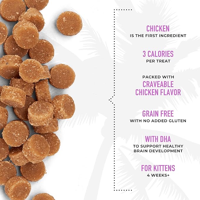 Tiki Cat Baby Soft & Chewy, Chicken Flavored, Low-Calorie, Mini Treats for Kittens 6 Weeks+, 2 oz. Pouch (Pack of 2)