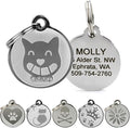 GoTags Designer Pet ID Tags in Stainless Steel for Dogs and Cats, Custom Engraved with 4 Lines of Personalized ID, Cute, Unique Pet Tags in Several Fun Designs