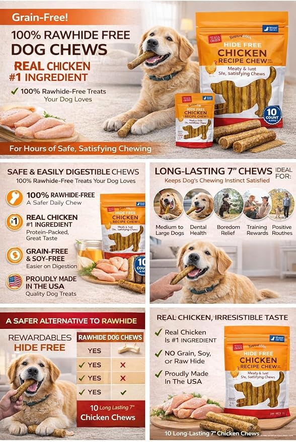Hide Free Chicken Recipe Chews, 10 Count