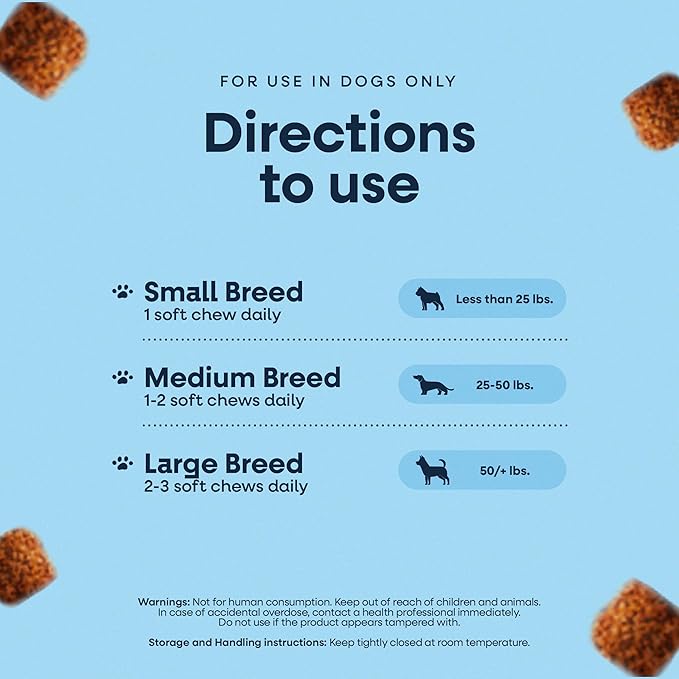 Calming Support for Dogs | Valerian Root, Chamomile, L-Tryptophan & Melatonin Formula | Beef Flavor Soft Chews for Dogs, 90 Count | Daily General Wellness Support