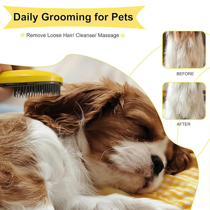 Puppy Brush for Small Dogs - Soft Dog Brush - Perfect Yorkie, Shih Tzu, Maltipoo & Maltese Grooming - Gentle Hair Remover for Easy Pet Grooming at Home - Yellow