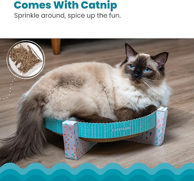 Catstages Scratch, Snuggle & Rest – 2‑in‑1 Indoor Cat Scratcher & Elevated Cat Lounger, Catnip Included