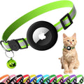 Cat Collar with Air Tag Holder, Reflective Kitten Collar with Bell, Breakaway Airtag Cat Collar for Boys Girls Cats, GPS Tracker for Cats 0.4’’ Width Adjustable Safe Kitty Collar, Neon Green