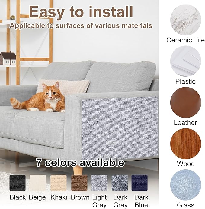 uxcell Self-Adhesive Cat Scratching Mat, 1 Roll 11.8" x 11.8" Couch Protector from Cat Claws for DIY Sofa, Wall, Doors, Cut Anti Cat Scratch Pad Carpet Mat, Light Gray