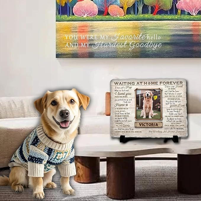 Personalized Pet Memorial Stone, Custom Dog Memorial Gifts for Loss of Dog with Photo Name Date, Dog Remembrance Gift, Loss of Dog Sympathy Gift for Dog Cat Lovers (Quote 02)
