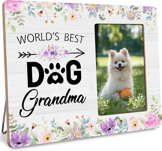 Dog Grandma Picture Frame Gifts, Love Gift for Dog Grandmother, World’s Best Dogs Grandma Frames Fits 4x6 Photo